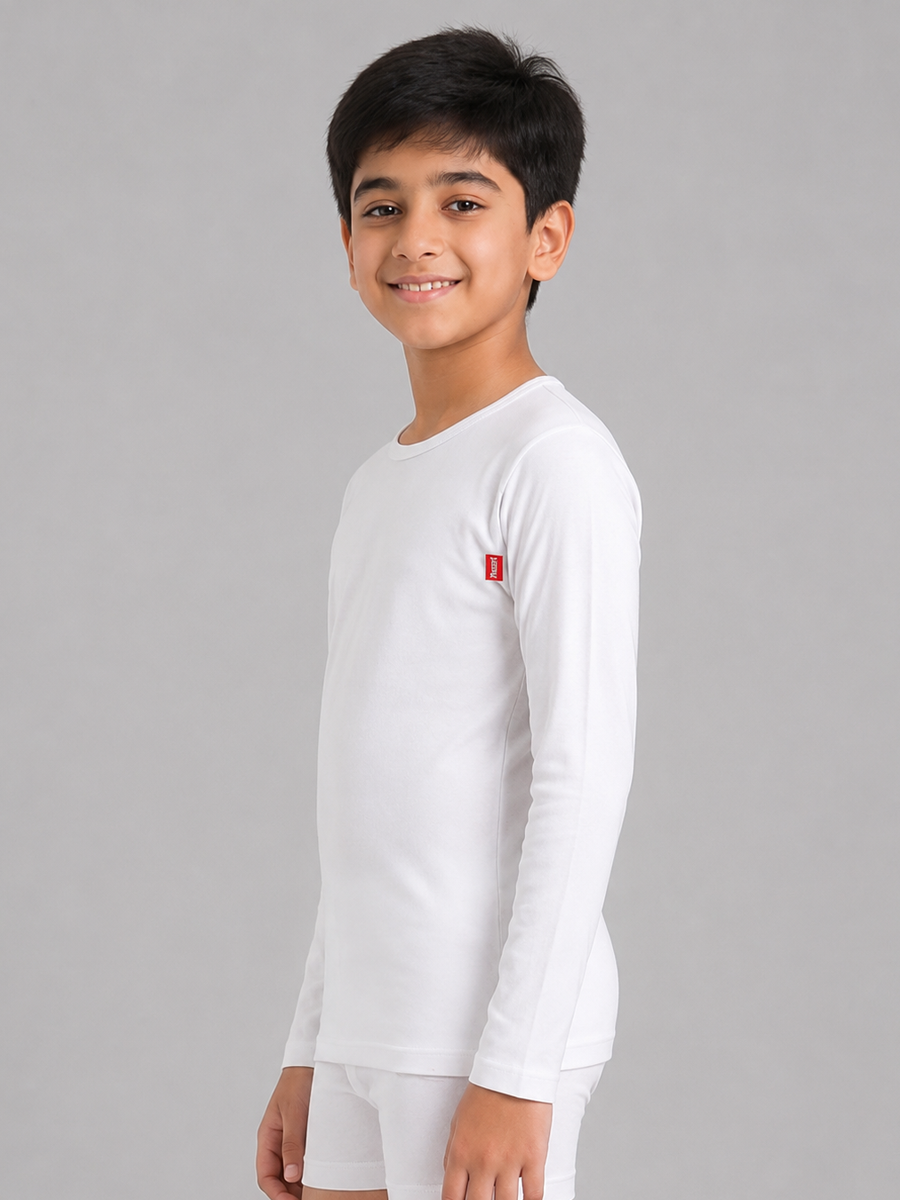 COTTONIL Babies Cotton Stretch Long-Sleeve Undershirt - White