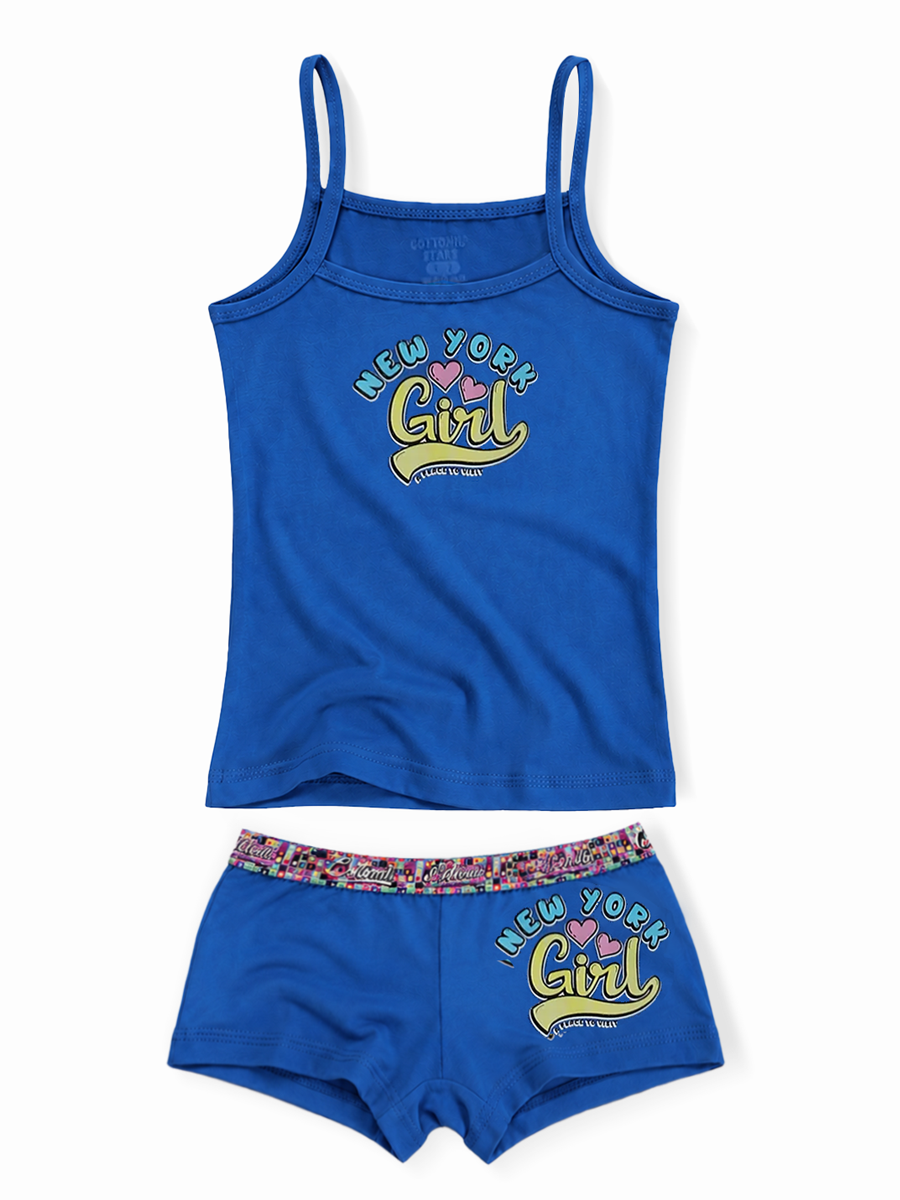COTTONIL Babies Cotton Heart Top & Boyshort Set - Blue