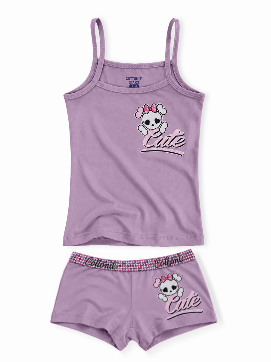 COTTONIL Babies Cotton Heart Top & Boyshort Set - Purple