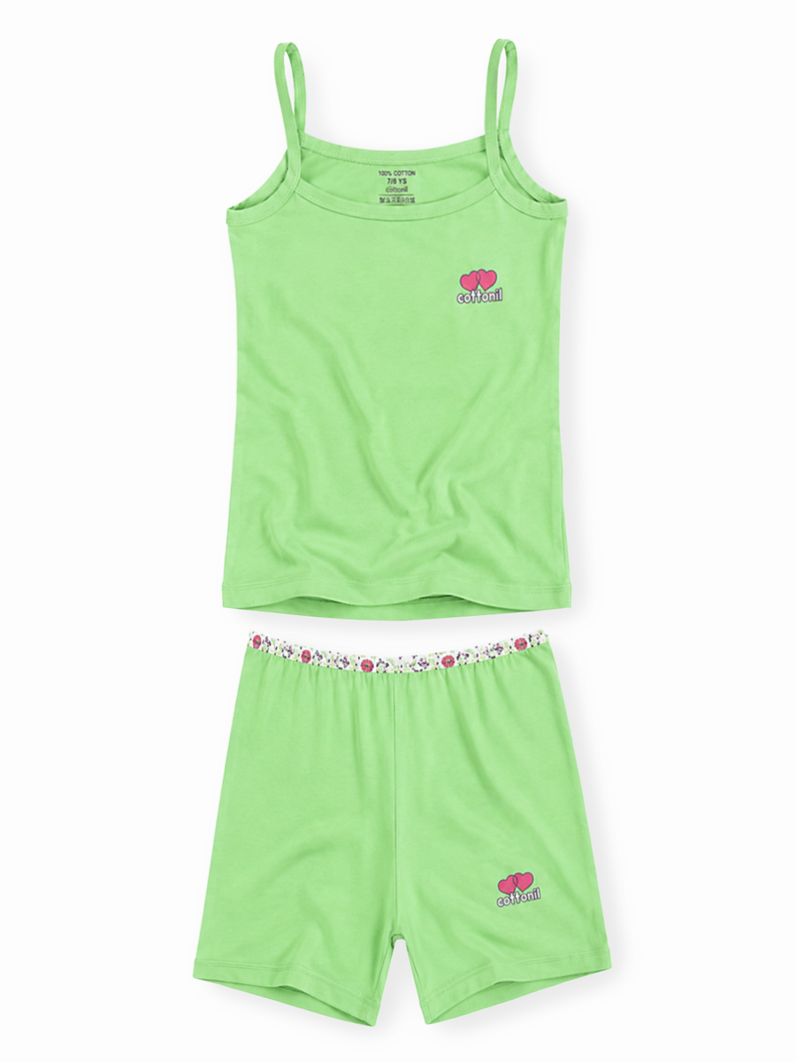 COTTONIL Babies Cotton Heart Top & Shorts Set - Mint Green