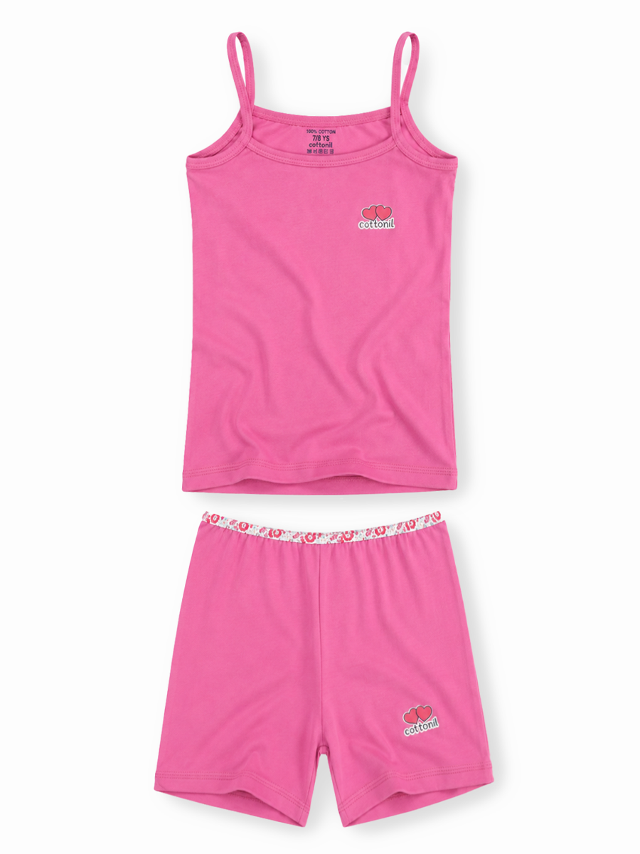 COTTONIL Babies Cotton Heart Top & Shorts Set - Pink