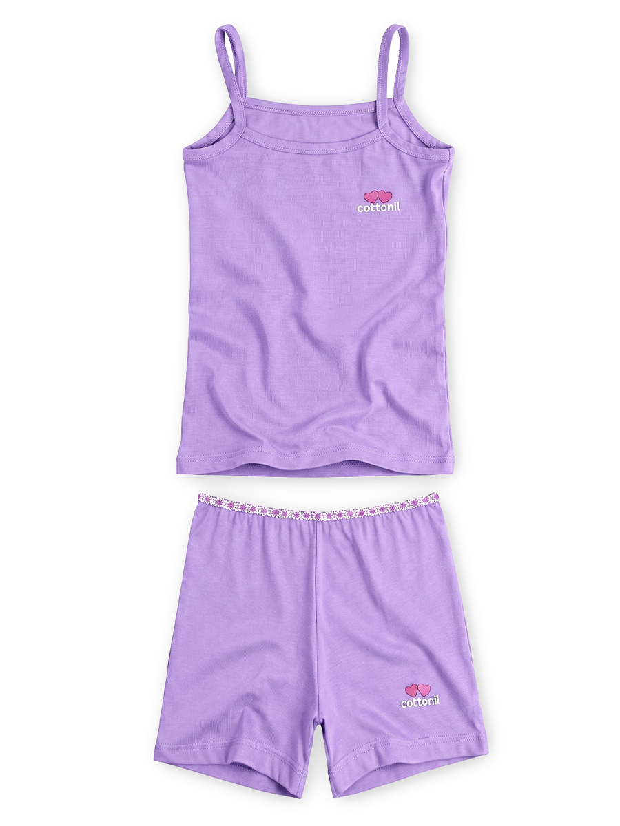 COTTONIL Babies Cotton Heart Top & Shorts Set - Purple