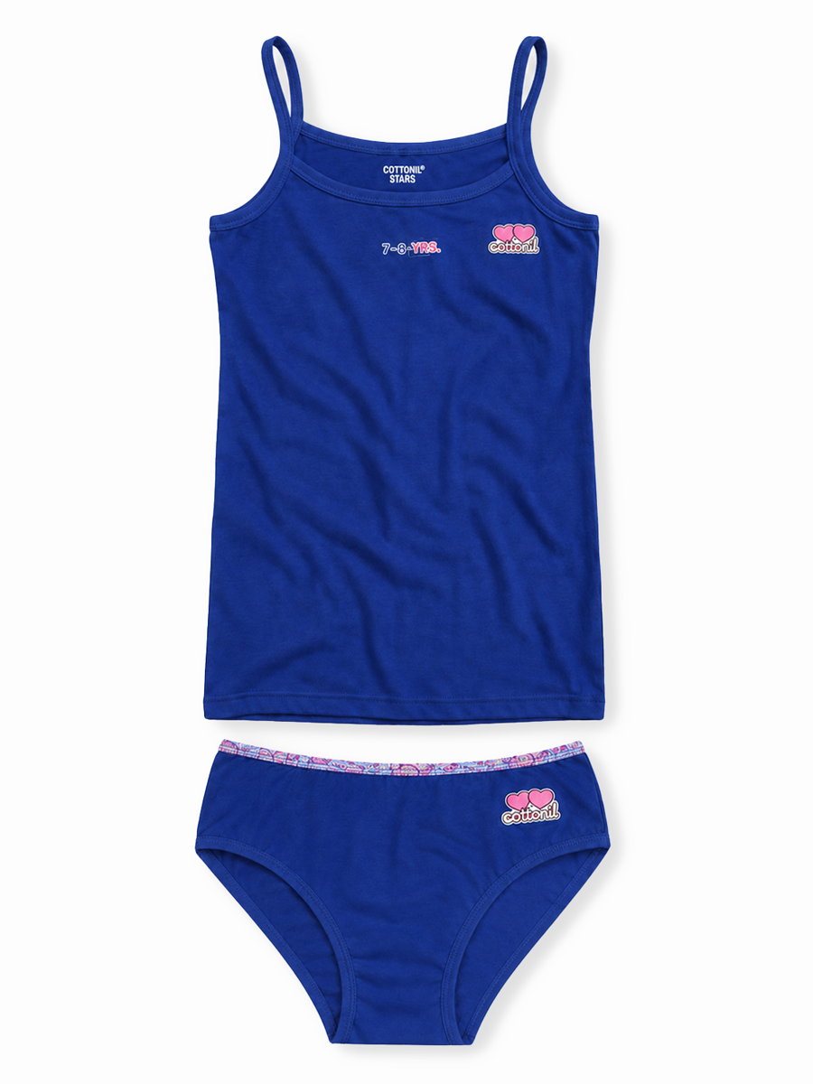 COTTONIL Babies Cotton Heart Top & Culottes Set - Blue