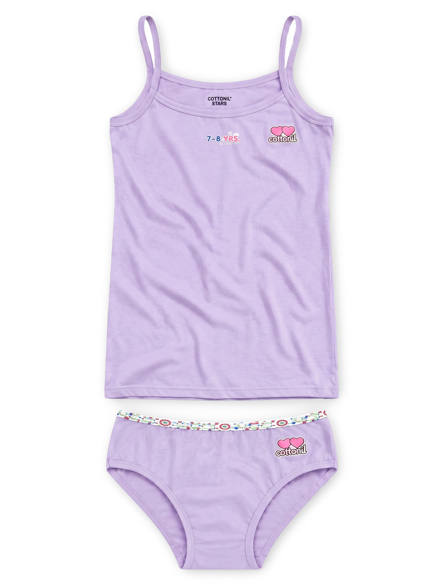 COTTONIL Babies Cotton Heart Top & Culottes Set - Lavender