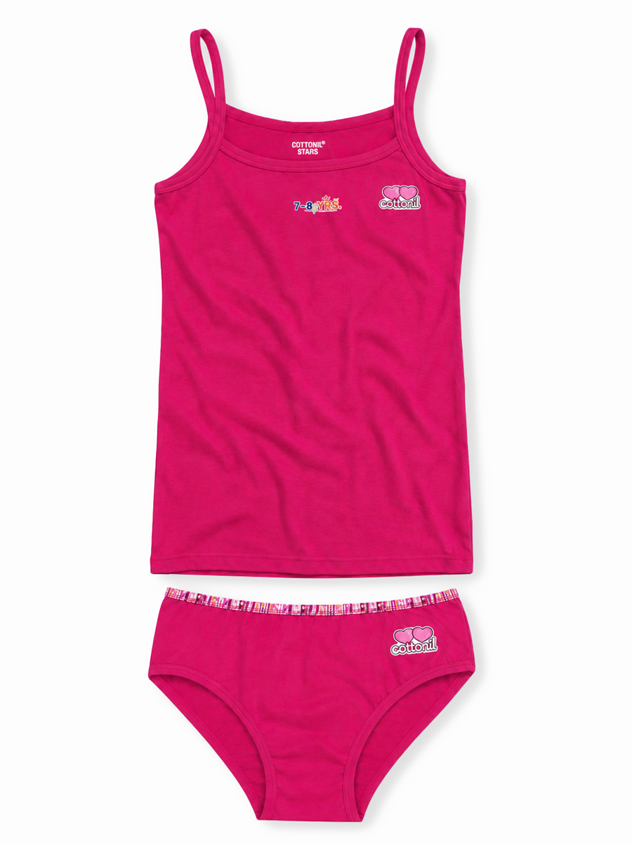 COTTONIL Babies Cotton Heart Top & Culottes Set - Pink