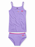 COTTONIL Babies Cotton Heart Top & Culottes Set - Purple