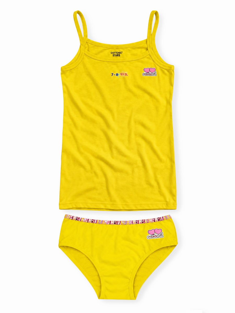 COTTONIL Babies Cotton Heart Top & Culottes Set - Yellow