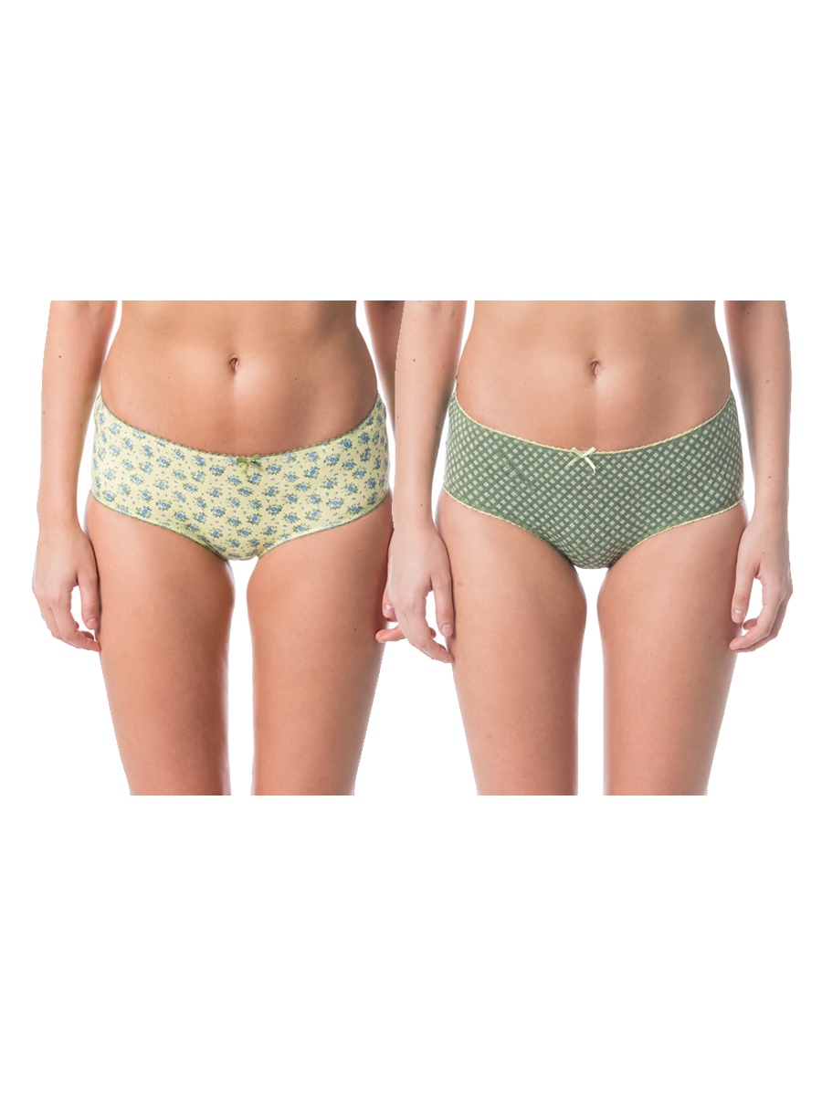 COTTONIL Women's Cotton Candy Printed Midi Briefs - Pack of 2 - Assorted Colors