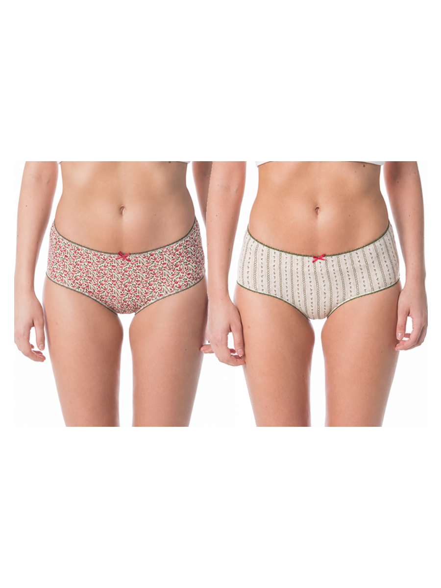 COTTONIL Women's Cotton Candy Printed Midi Briefs - Pack of 2 - Assorted Colors