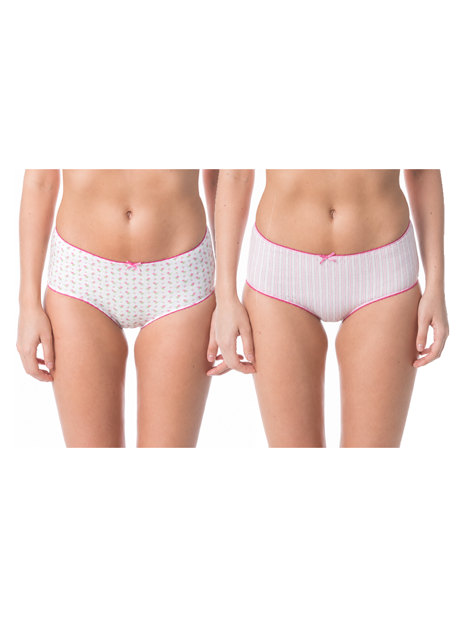 COTTONIL Women's Cotton Candy Printed Midi Briefs - Pack of 2 - Assorted Colors
