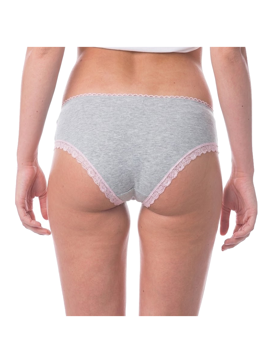 COTTONIL Women's Cotton Candy Fancy Lace Bikini Briefs - Grey