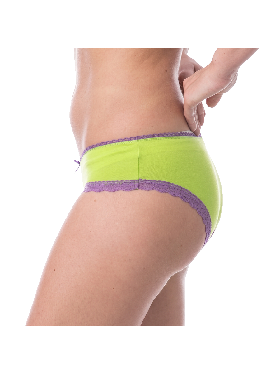 COTTONIL Women's Cotton Candy Fancy Lace Bikini Briefs - Lime Green