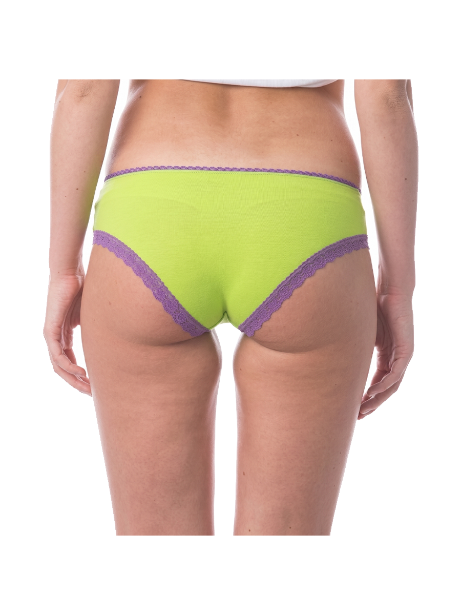 COTTONIL Women's Cotton Candy Fancy Lace Bikini Briefs - Lime Green