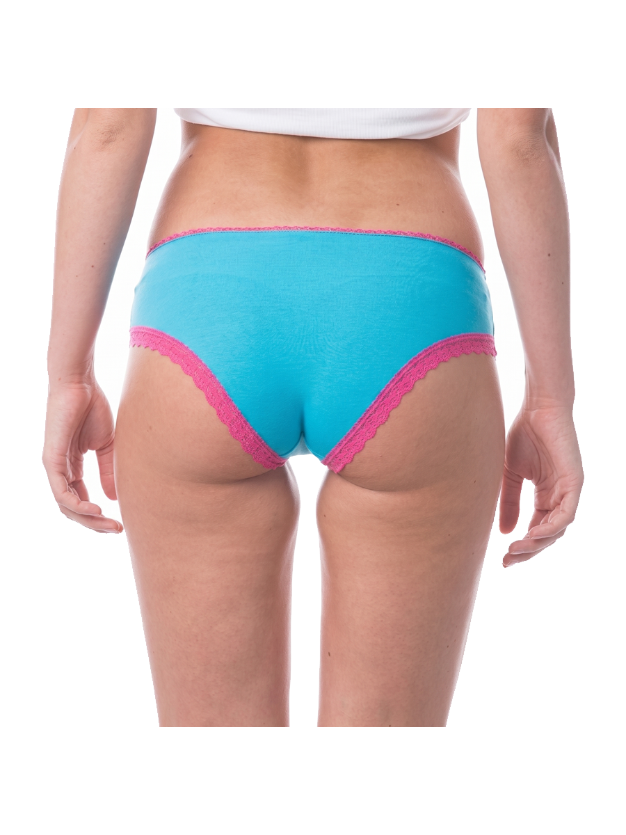 COTTONIL Women's Cotton Candy Fancy Lace Bikini Briefs - Turquoise