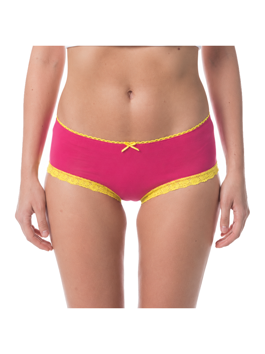 COTTONIL Women's Cotton Candy Midi Fancy Lace Briefs - Fuchsia