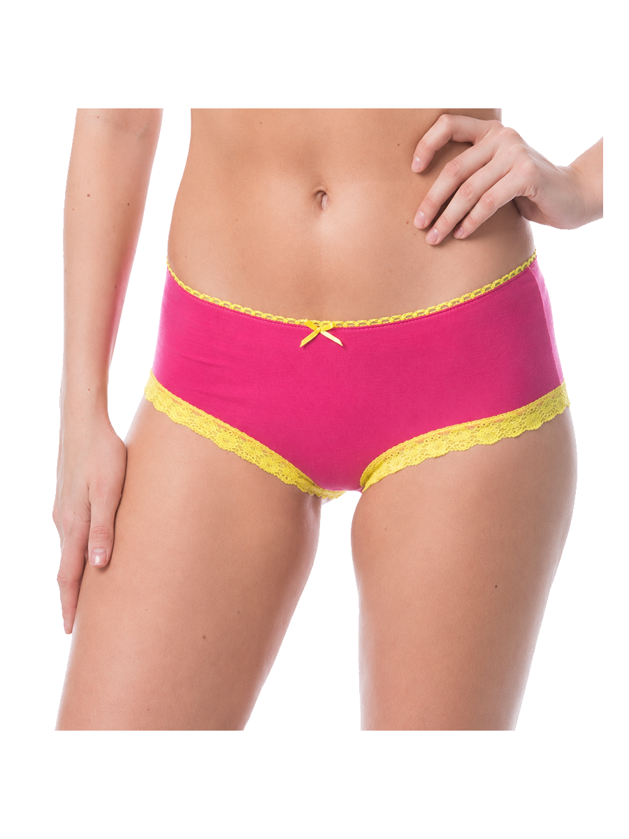 COTTONIL Women's Cotton Candy Midi Fancy Lace Briefs - Fuchsia