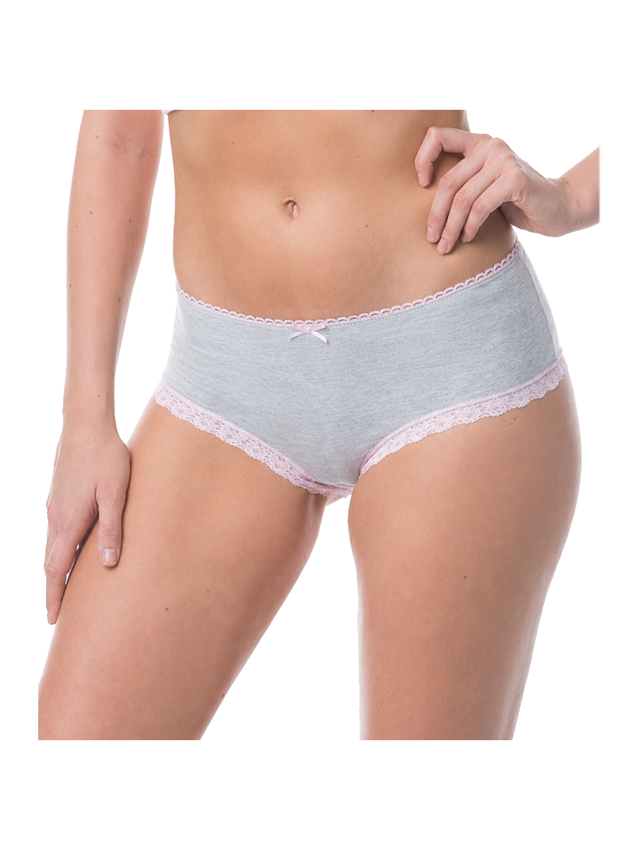 COTTONIL Women's Cotton Candy Midi Fancy Lace Briefs - Grey