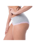 COTTONIL Women's Cotton Candy Midi Fancy Lace Briefs - Grey