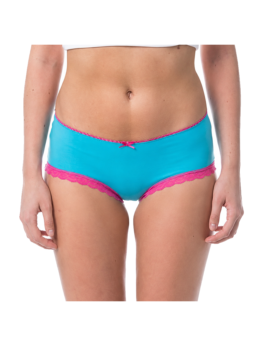 COTTONIL Women's Cotton Candy Midi Fancy Lace Briefs - Turquoise