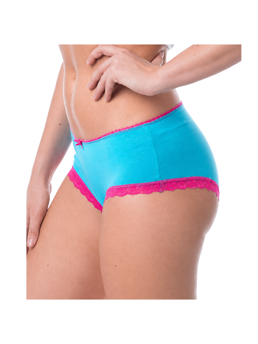 COTTONIL Women's Cotton Candy Midi Fancy Lace Briefs - Turquoise
