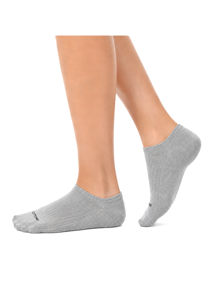COTTONIL Women's Cotton Ankle Sport Socks - Grey Melange