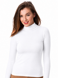 COTTONIL Women's Cotton High-Neck Long-Sleeve Undershirt - White
