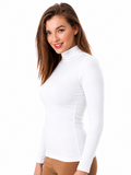 COTTONIL Women's Cotton High-Neck Long-Sleeve Undershirt - White