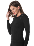 COTTONIL Women's Cotton Crew Neck Long-Sleeve Undershirt - Black