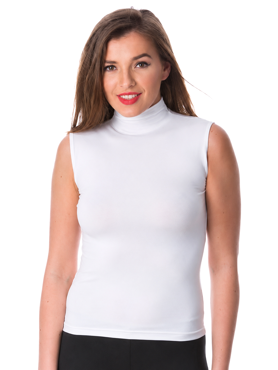COTTONIL Women's Cotton High-Neck Cut Top Undershirt - White
