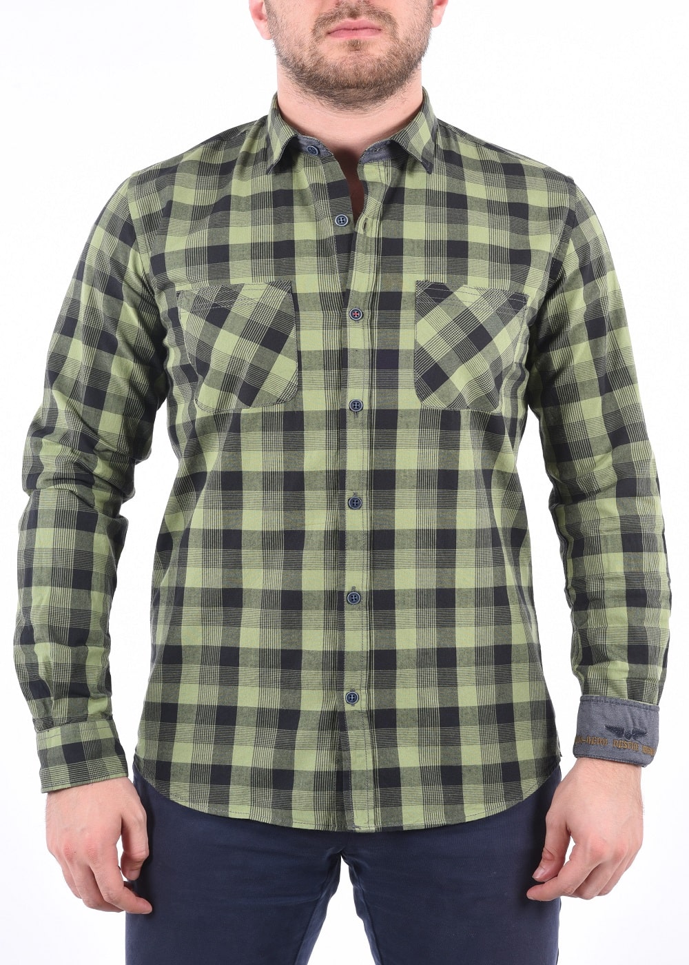ARMA Men Shirts %100 Cotton Plaid Woven
