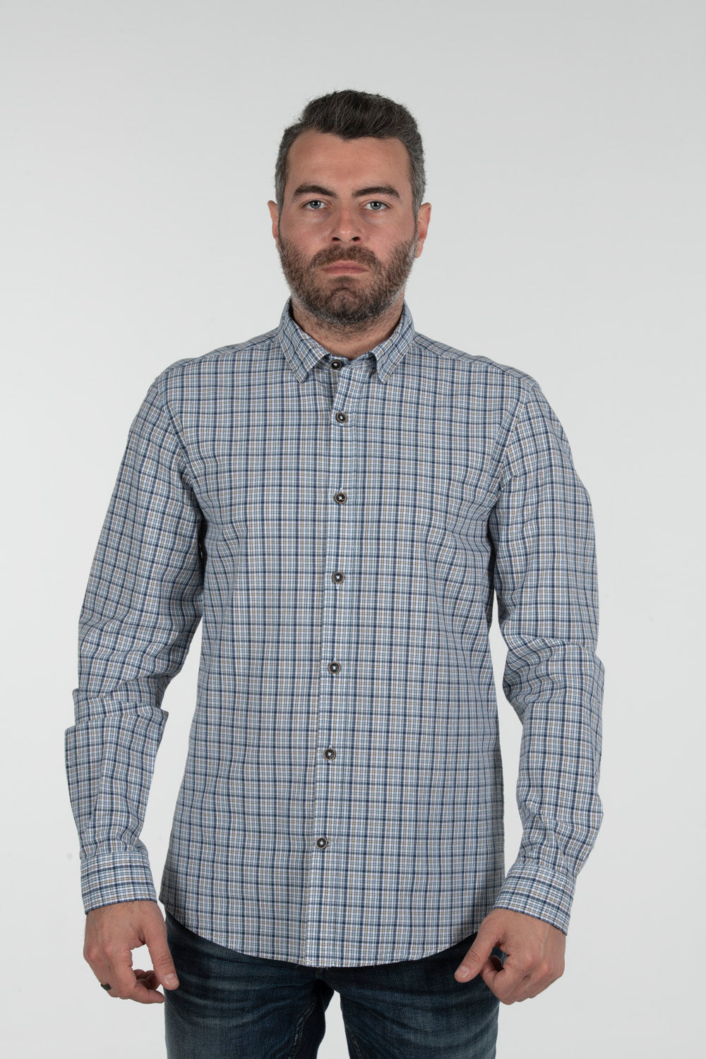 ARMA Men Shirts %100 Cotton Plaid Woven