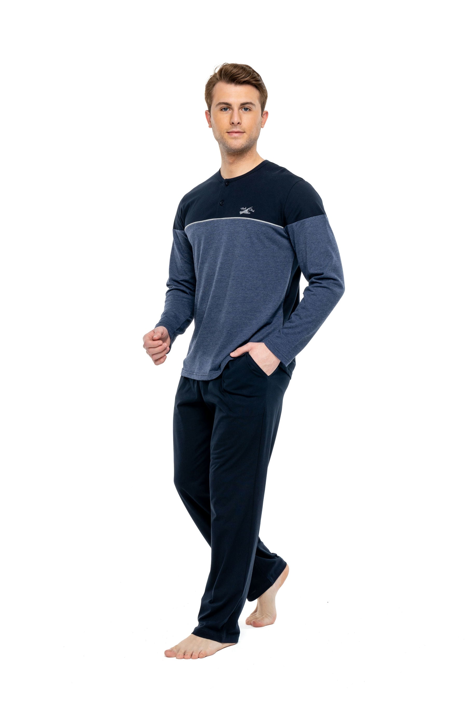 MOD Men Big Size Button Placket Pajama Set