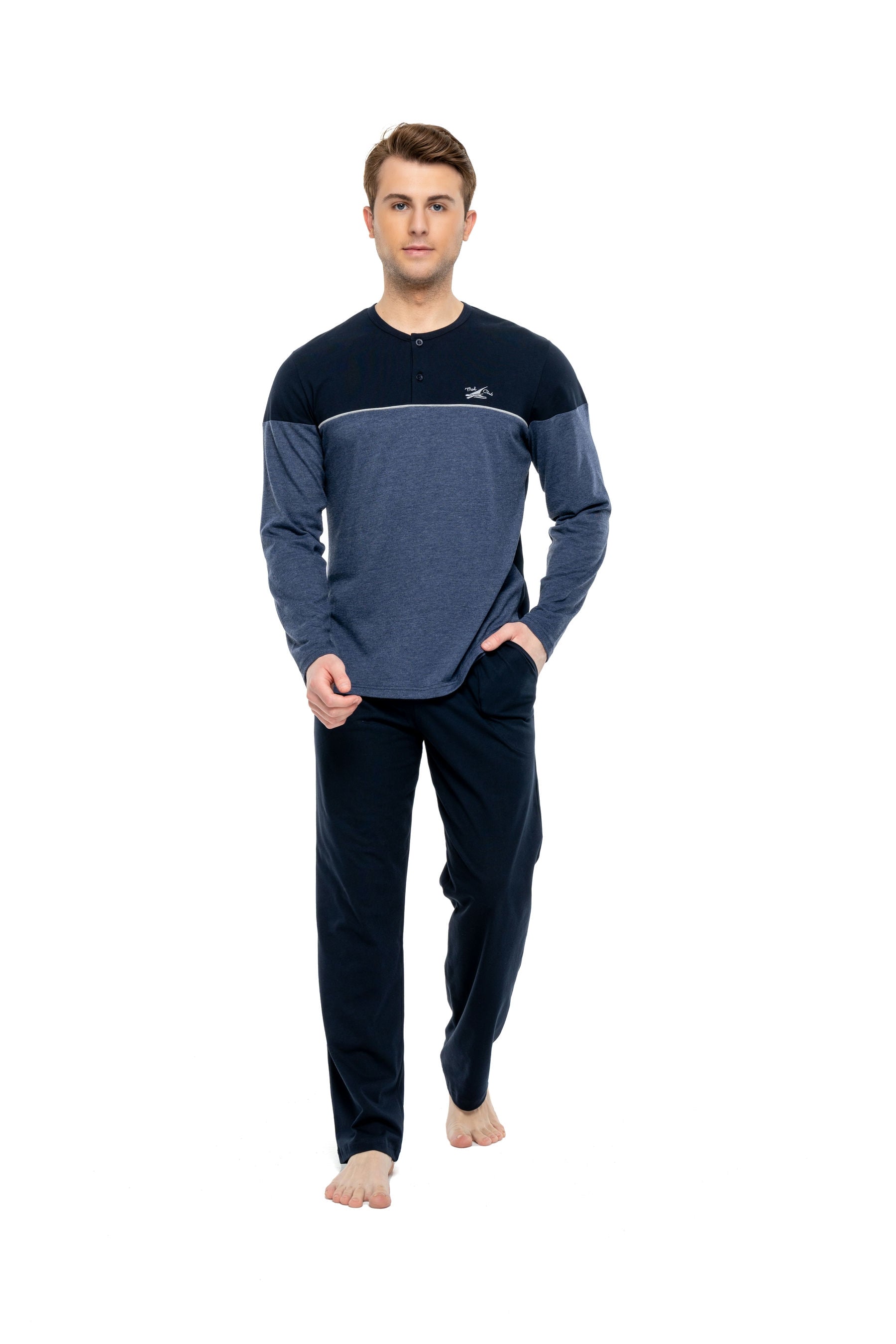MOD Men Big Size Button Placket Pajama Set