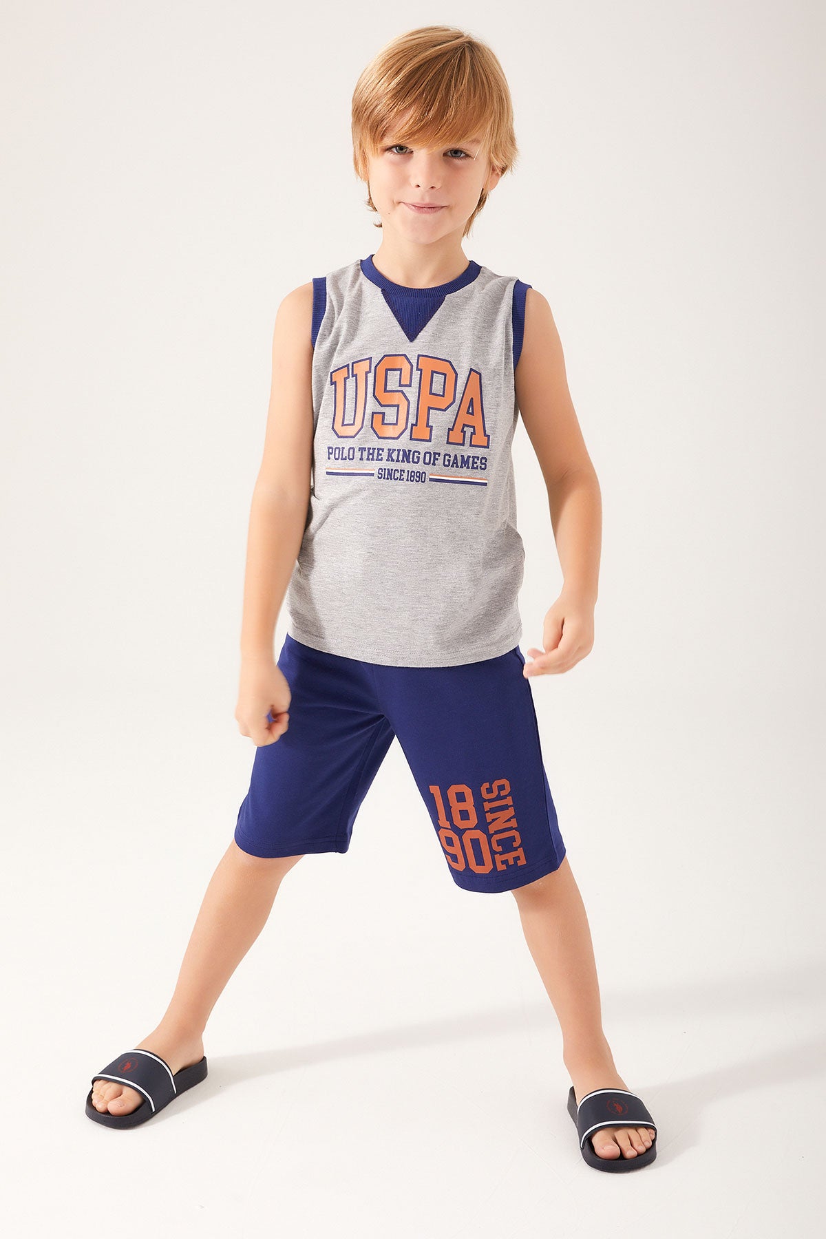 U.S. Polo Kids Boys Two Pieces Pajama Set Melange Supreme