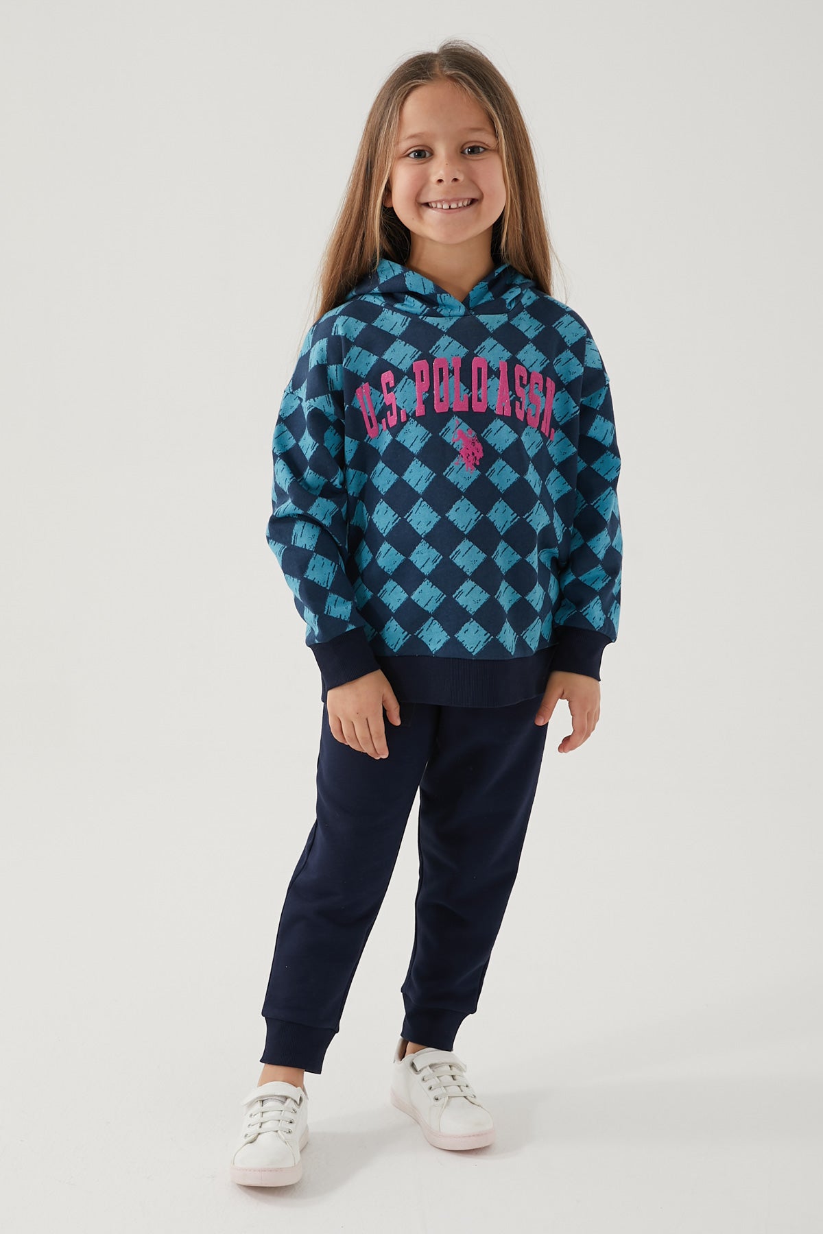 U.S. Polo Kids Girls Pajamas Two Pieces Set Three Thread Raised