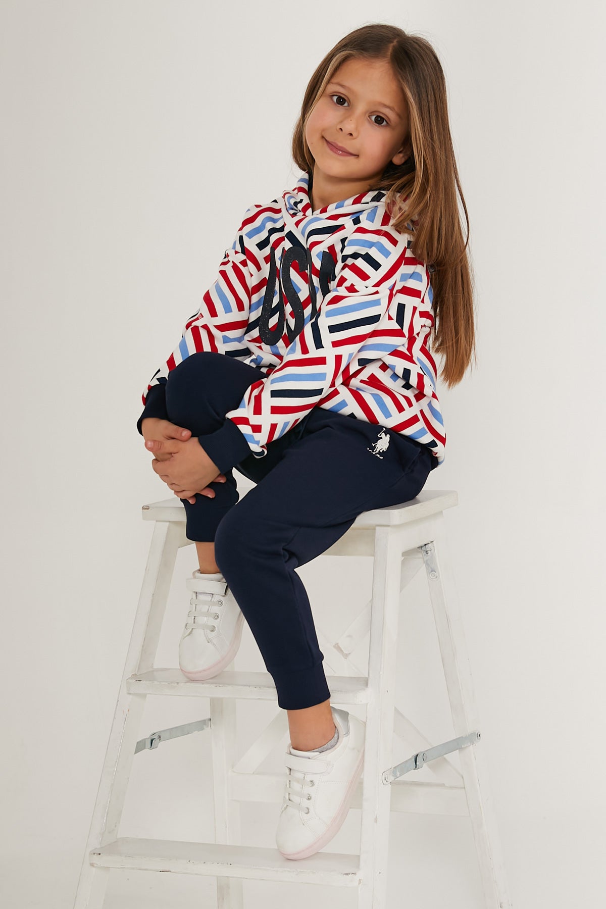 U.S. Polo Kids Girls Pajamas Two Pieces Set Three Thread Raised
