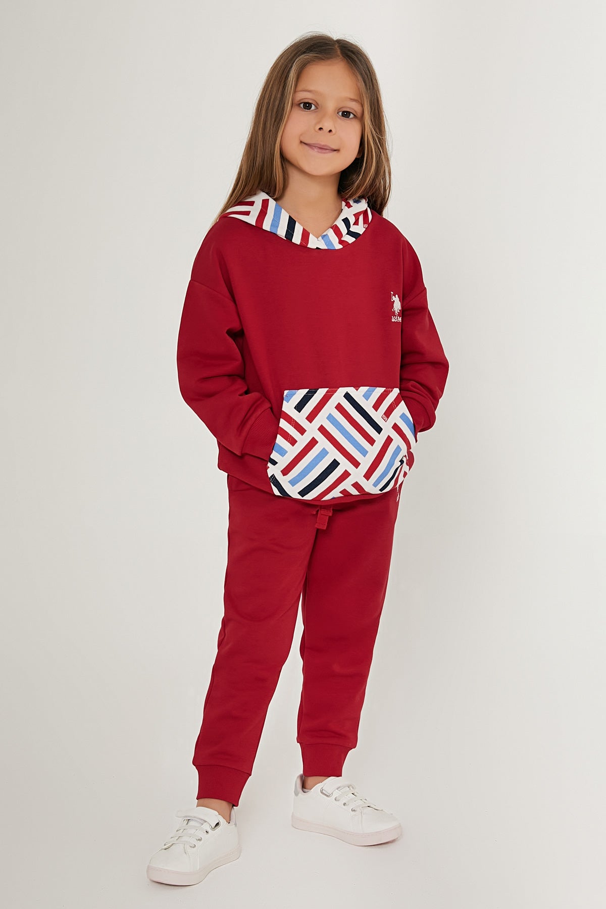 U.S. Polo Kids Girls Pajamas Two Pieces Set Three Thread Raised