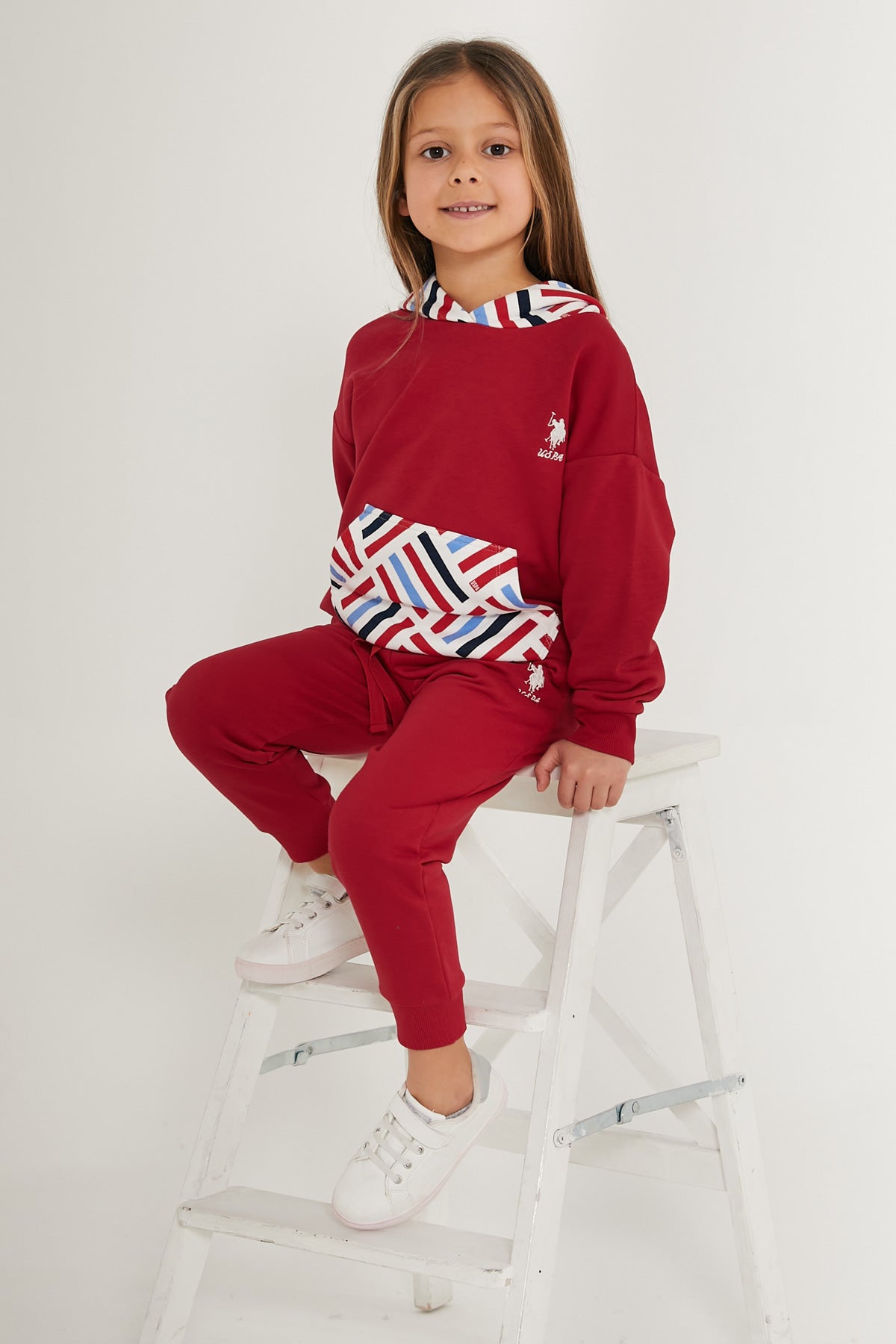 U.S. Polo Kids Girls Pajamas Two Pieces Set Three Thread Raised