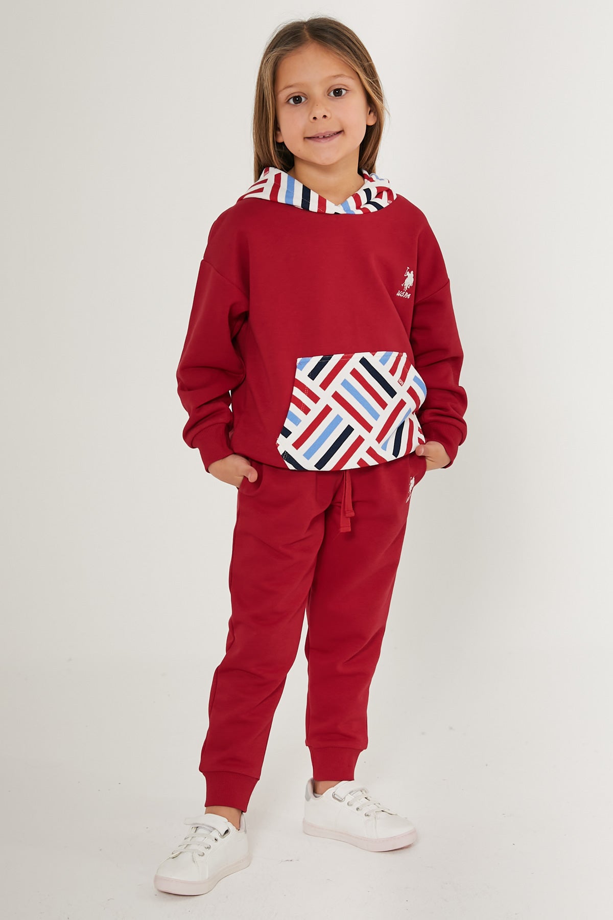 U.S. Polo Kids Girls Pajamas Two Pieces Set Three Thread Raised