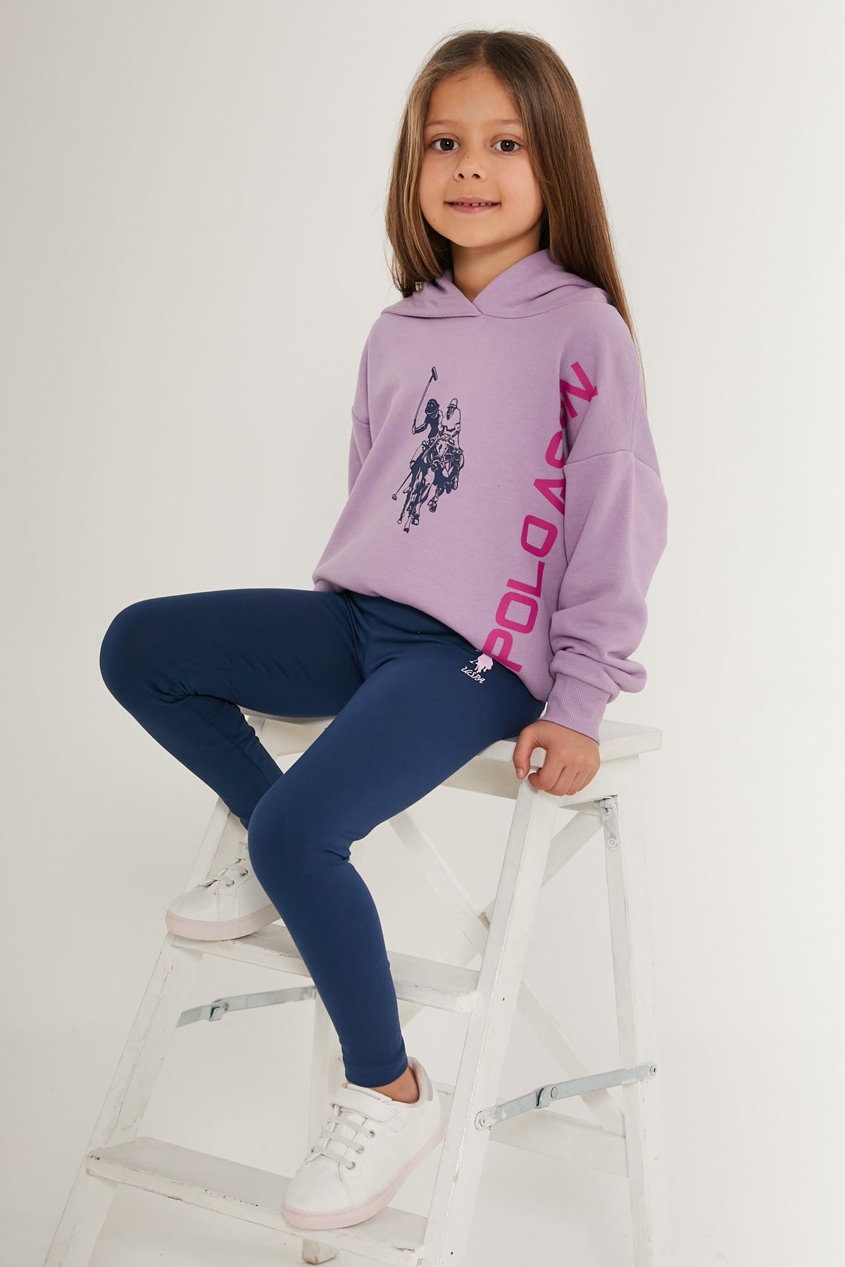 U.S. Polo Kids Girls Pajamas Two Pieces Set Three Thread Raised