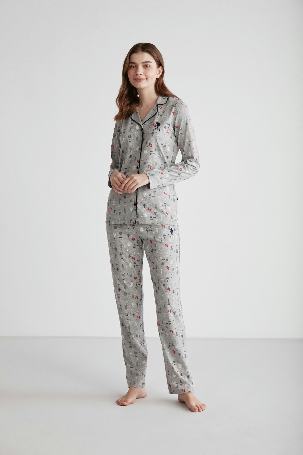 U.S. Polo Women Button Up Pajama Set