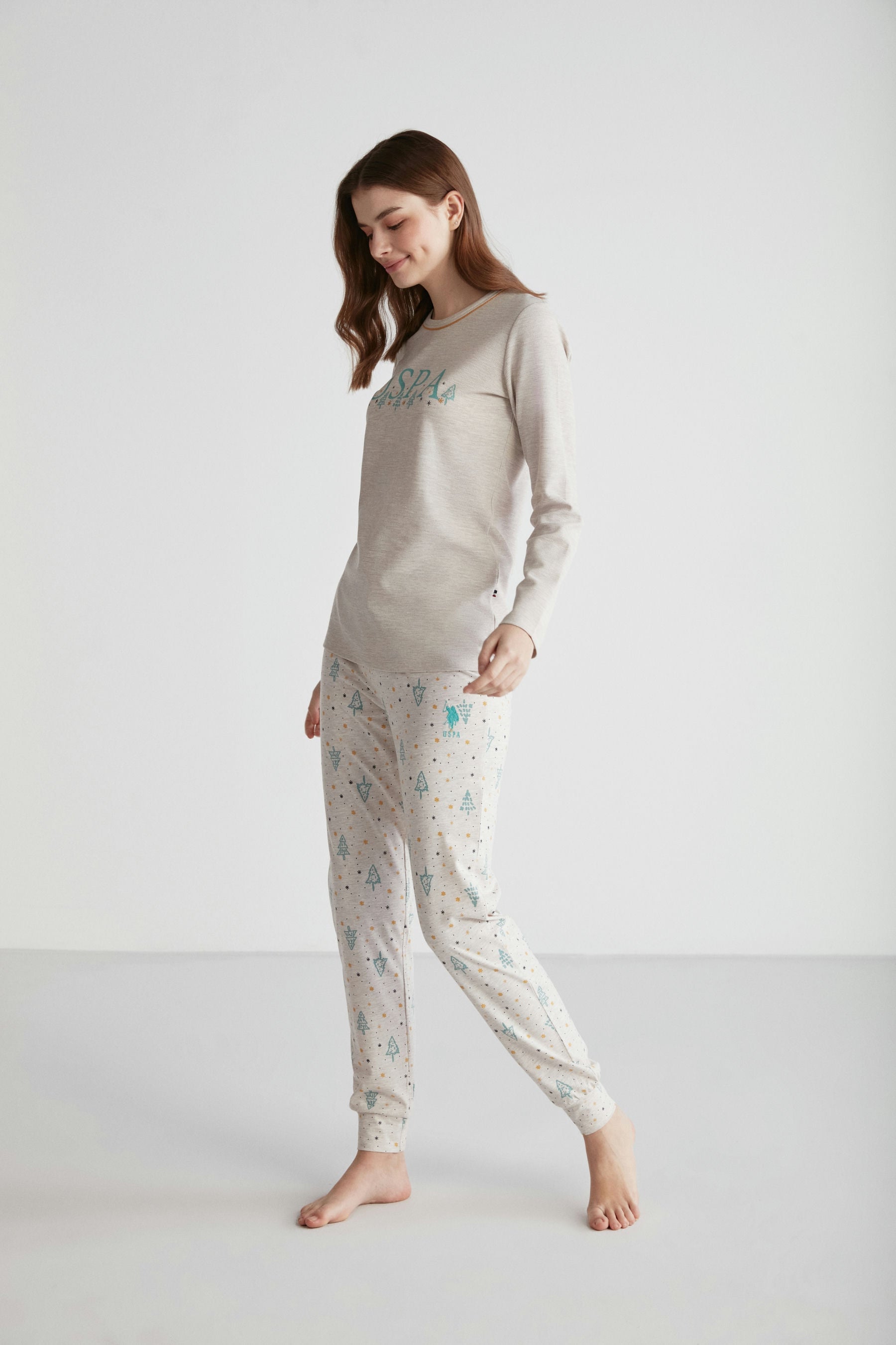 U.S. Polo Women Round Neck Pajama Set
